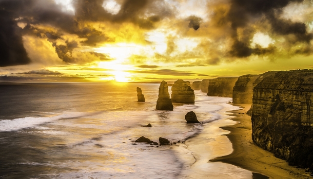 Glorious sunset at the Twelve Apostles Victoria Australia  by Aaron Wheatley