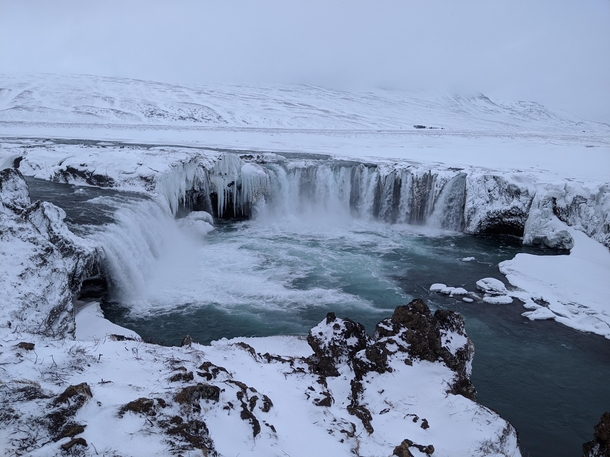Goafoss Waterfall - winter Iceland February 