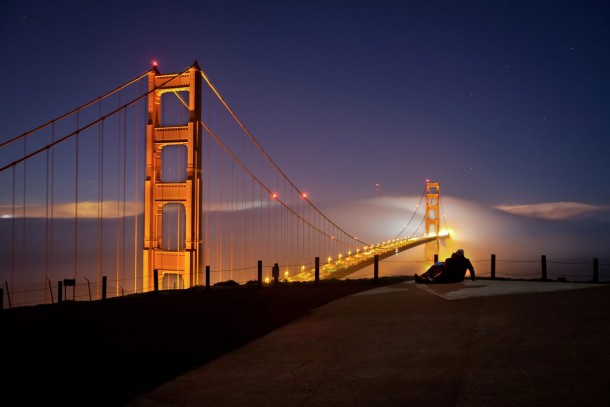 Golden Gate Bridge - Caught a couple enjoying a moment under the stars   me 