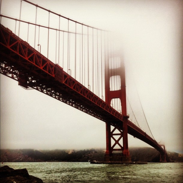 Golden Gate Bridge on a foggy day  