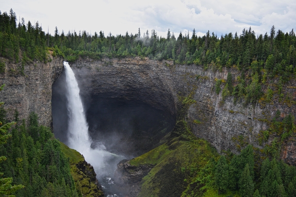 Good place for a shower Helmcken Falls Wells Gray Provincial Park BC Canada 