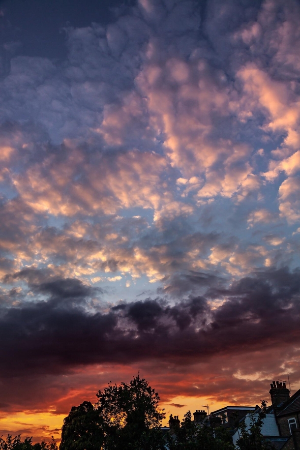 Gorgeous cloud formations last night for a stunning sunset in London England
