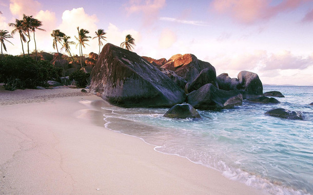 Gorgeous rocky beach in the British Virgin Islands 