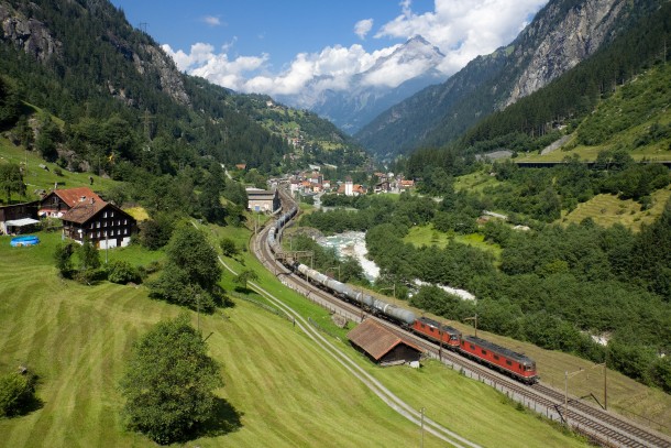 Gotthard line near Gurtnellen Switzerland       pixels
