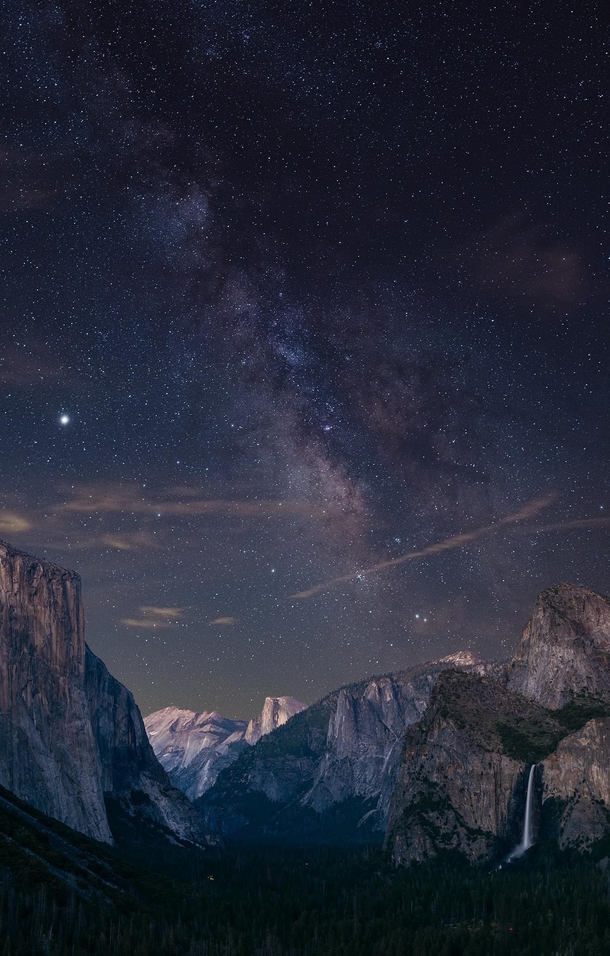 Grabbed this shot of the Milky Way last night and threw it over an old pic of Yosemite