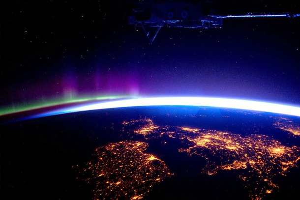Great Britain and some Northern Lights from the International Space Station  x-post rspace
