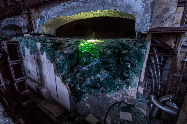 Green glass furnace of an abandoned glass factory 