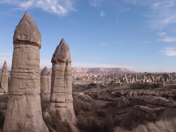 Greme National Park in Turkey While funny in appearance these odd looking rock formations called fairy chimneys are completely natural unlike the numerous man-made cave dwelling in the area 