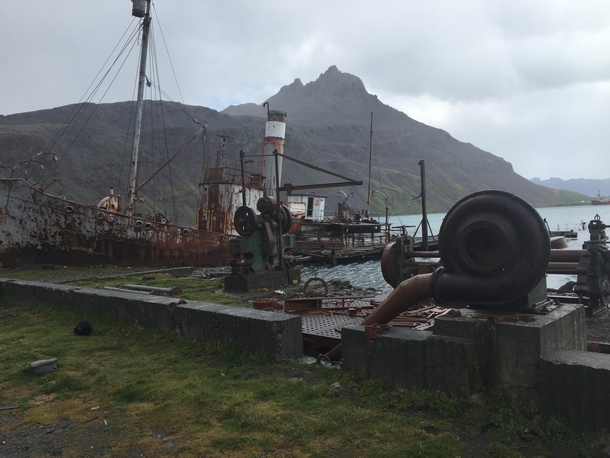Grytviken South Georgia Island Ship at abandoned whaling station
