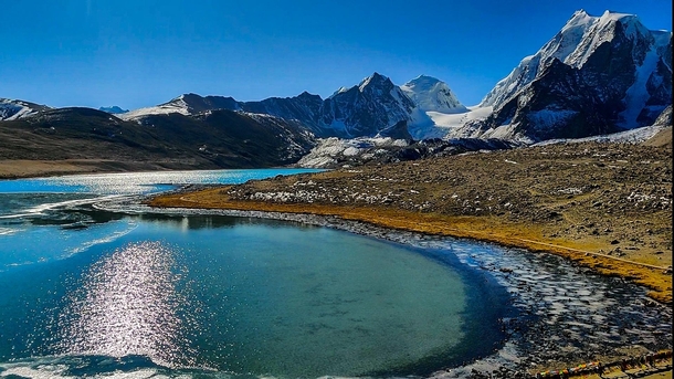 Gurudongmar Lake situated in the mighty Himalayas at a height of k ft 