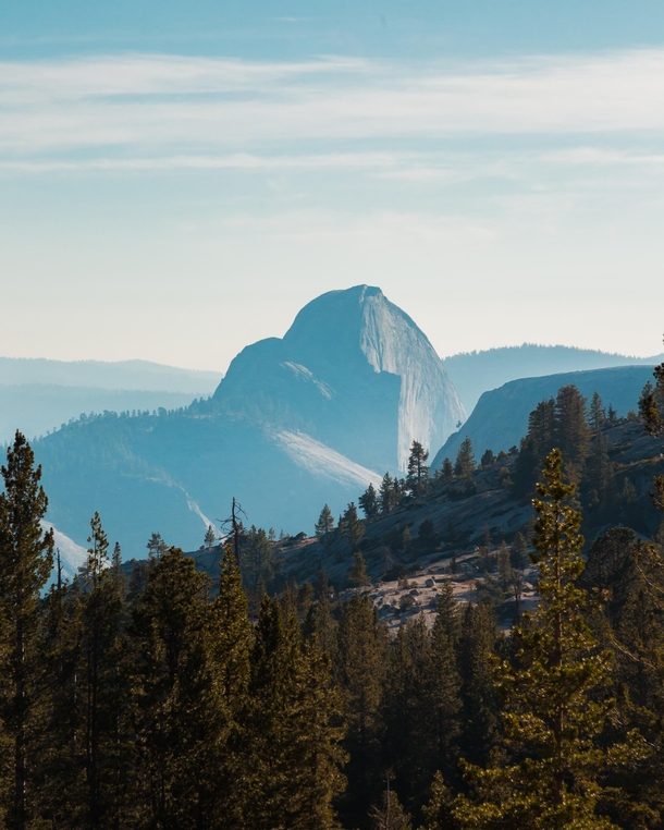 Half Dome as viewed from the northeast end of Yosemite Valley 