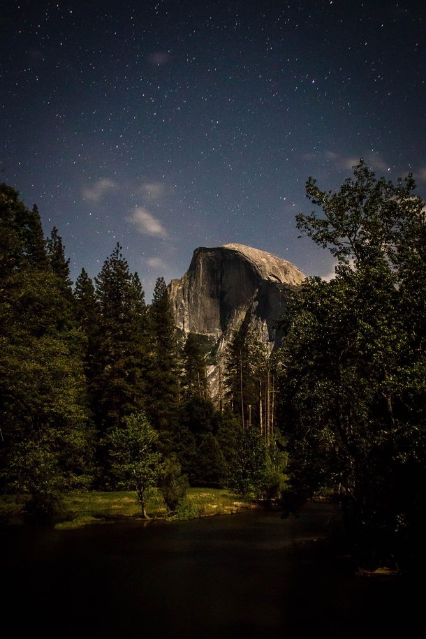 Half Dome from Sentinel Bridge at Night Yosemite Valley 