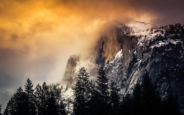 Half Dome Winter Sunset Yosemite National Park California 