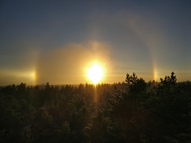 Halo effect on a bright winter day in Espoo Finland - 