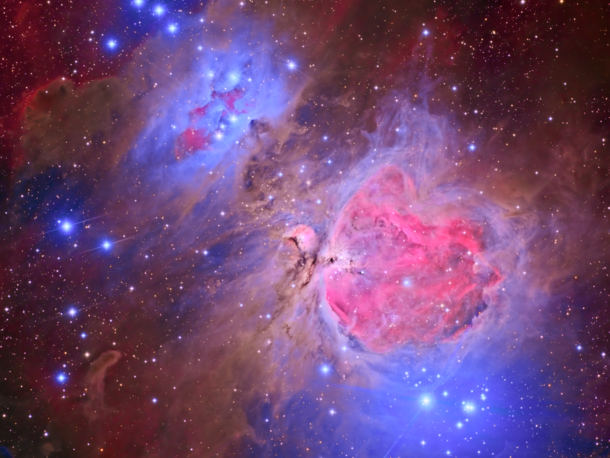HDR Orion and Running Man nebula surround by hydrogen alpha 