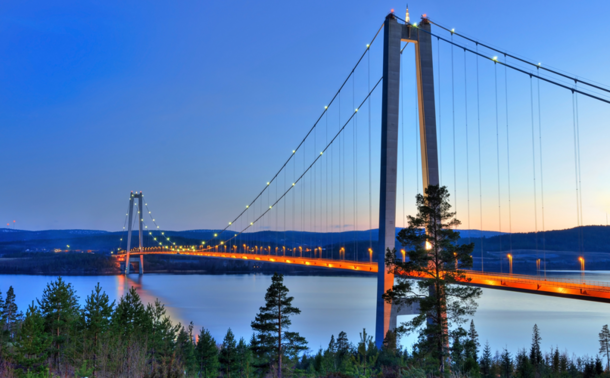 HgakustensbronThe High Coast Bridge in Sweden one of the longest suspension bridges in Europe