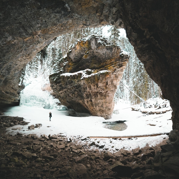 Hidden Cave in Johnston Canyon Banff National Park 
