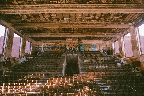 High school auditorium in Gary Indiana Abandoned  years ago Destroyed by fire in  