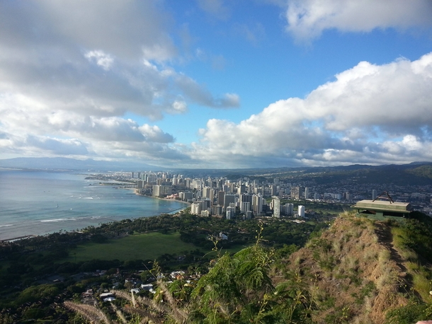 Honolulu amp Waikiki Hawaii from a different view Taken on top of Diamond Head Volcano Reference picture in comments 