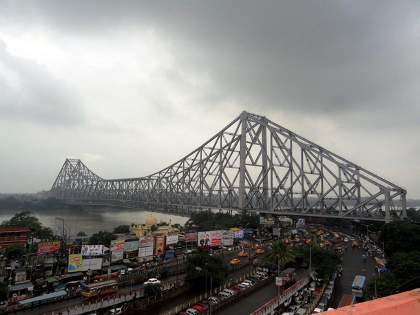 Howrah Bridge Kolkata India built in  With a daily traffic of  vehicles it is the worlds busiest cantilever bridge
