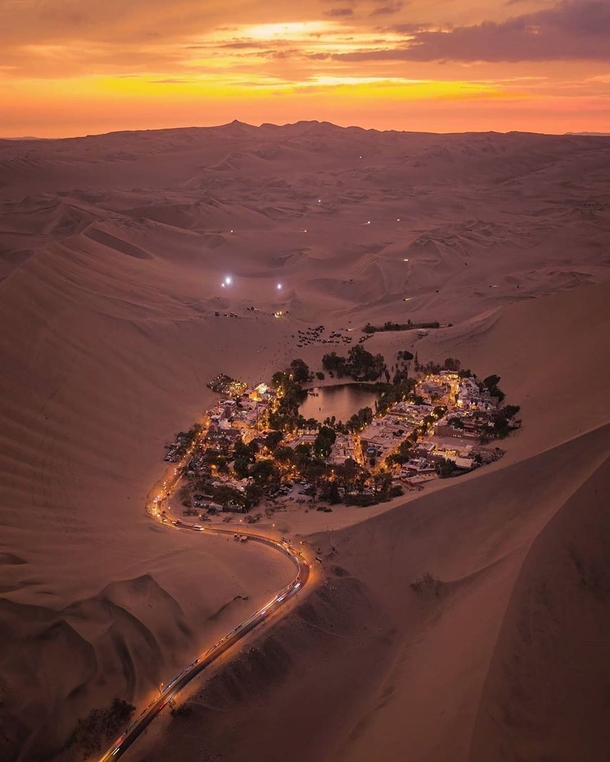 Huacachina a city in Peru built around an oasis in the desert