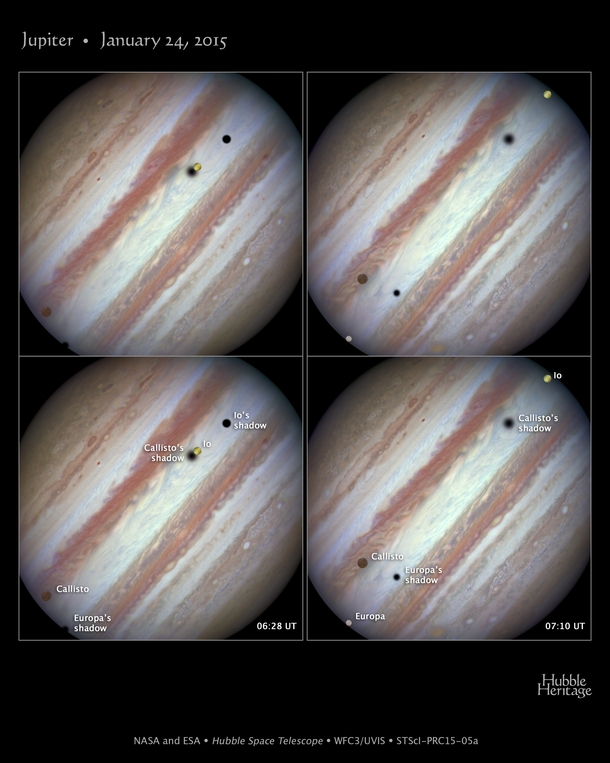 Hubble Captures Rare Triple-Moon Conjunction 
