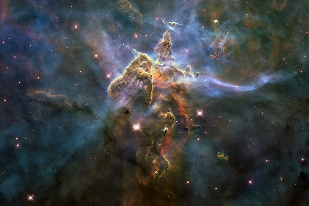 Hubble image of Mystic Mountain deep in the Carina Nebula  xpost from rPureAwesomeness
