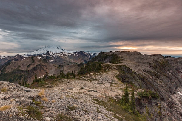 I climbed Table Mountain at sunset to get this photo of Mount Baker in the North Cascades 