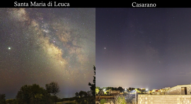I made this comparison to show how much light pollution reduces the visibility of the night sky