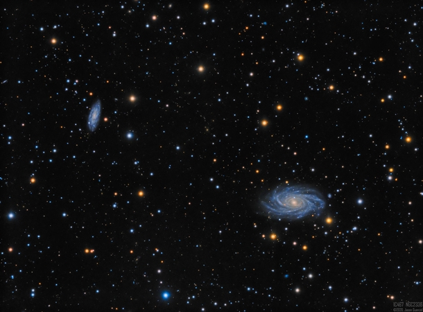 I used a backyard telescope to collect light from deep space for over  hours revealing this beautiful pair of galaxies 