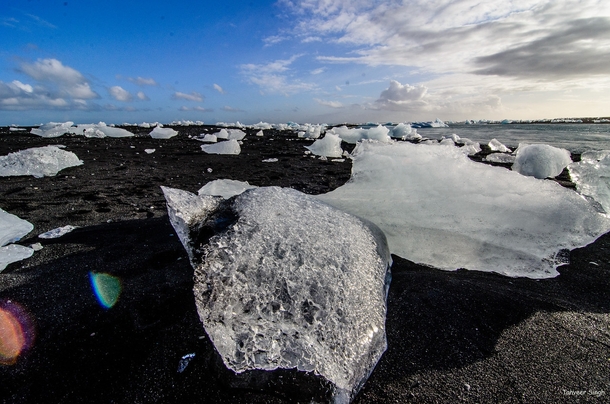Icebergs on the beach at Jokusarlon Iceland