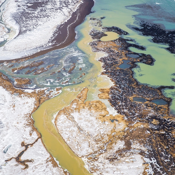Iceland in winter is surprisingly colourful from above 