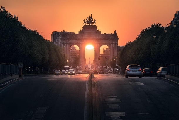 incredible sunset in Brussels City 