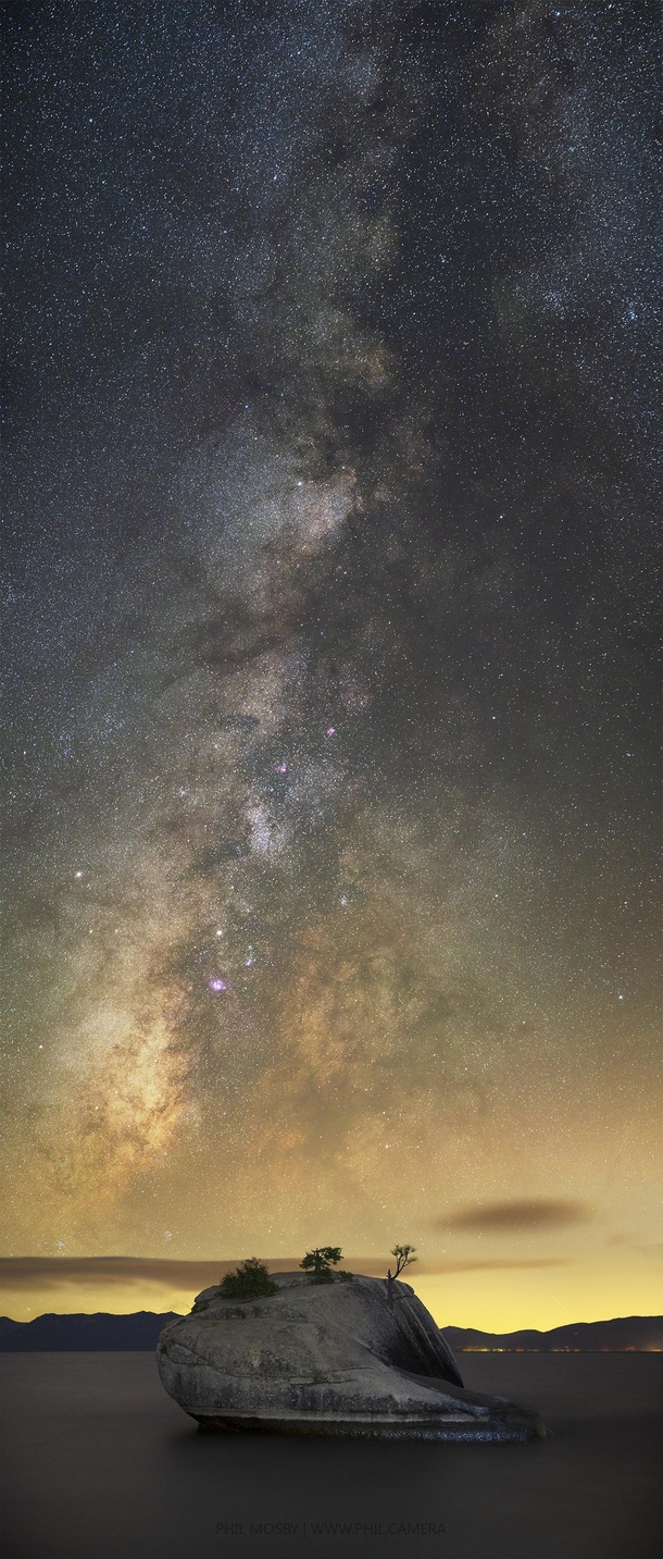 Incredibly detailed Milky Way over Bonsai Rock Lake Tahoe NV 