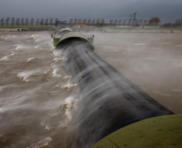 Inflatable storm surge barrier Ramspol the Netherlands  - photo credit Freddy Schinkel