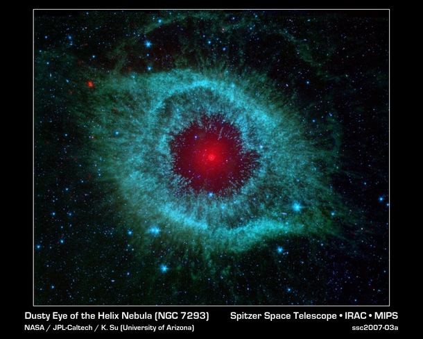 Infrared image from NASAs Spitzer Space Telescope shows the Helix nebula