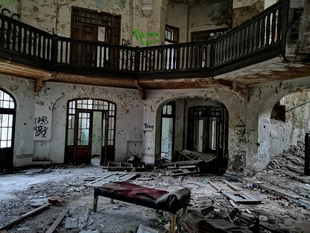 Inside of an abandoned spa main entrance in Romania Its been abandoned for the last  years or so 