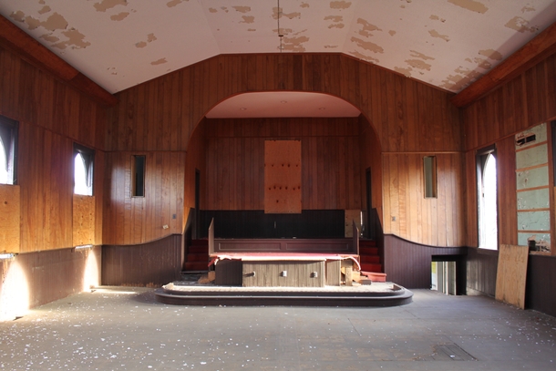 Inside of empty and abandoned church 
