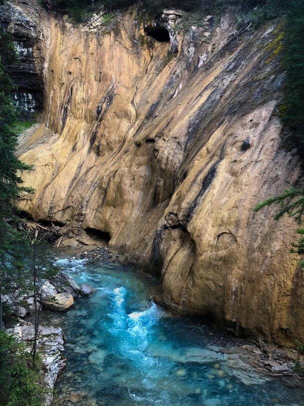 Interesting rock formations at Johnston Canyon Bow Valley Parkway Canada 