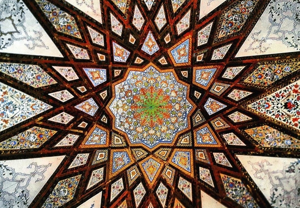 Interior of dome at Fin Garden Kashan Iran 