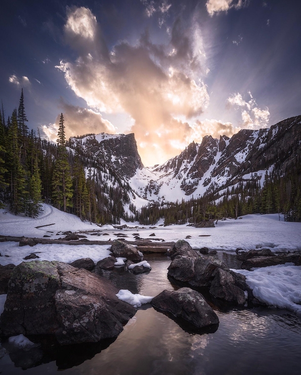 Its still winter up at Dream Lake - Rocky Mountain National Park Colorado 