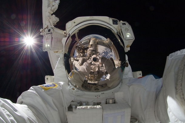 Japanese astronaut Akihiko Hoshide took this selfie while on the International Space Station on September  