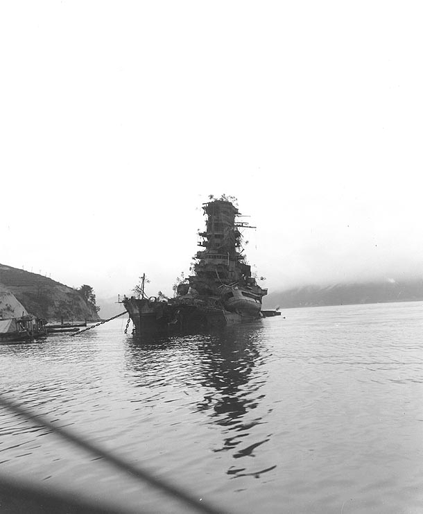 Japanese battleship Haruna months after being sunk at Kure  