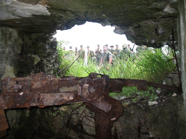 Japanese Machine Gunners Nest on Iwo Jima that still bores the scars of intense fighting Photo by kawetijoru 