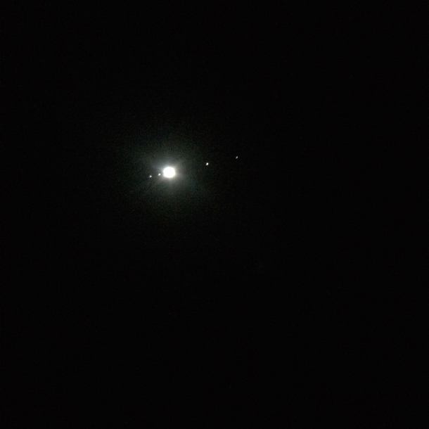Jupiter and its moons amateur attempt with iPhone through telescope 