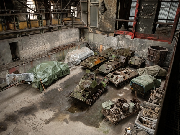 Just some decaying tanks inside an abandoned factory 