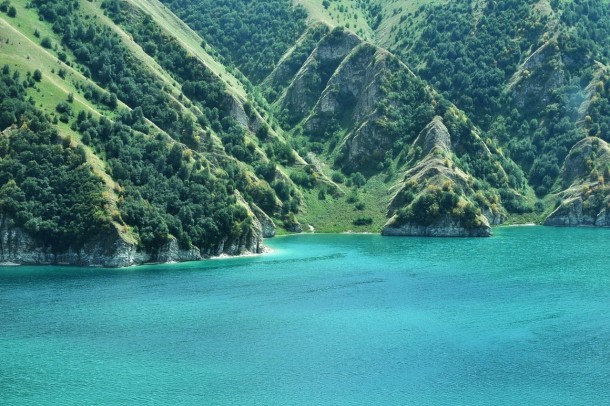 Lake Kezenoyam Chechnya in the Caucasus Mountains 
