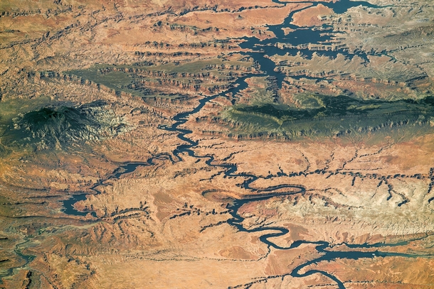 Lake Powell and Grand Staircase-Escalante photographed by an astronaut aboard the ISS 