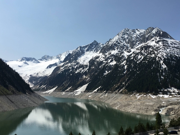 Lake Schlegeis located in the Zillertal valley Tyrol Austria 