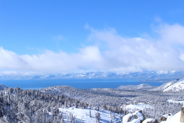 Lake Tahoe basin after a winter storm 